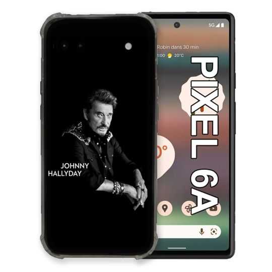Coque Pour Google Pixel 6A Musique Johnny Hallyday Noir