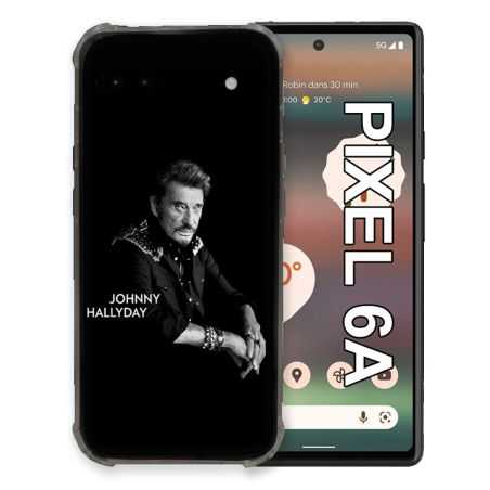 Coque Pour Google Pixel 6A Musique Johnny Hallyday Noir