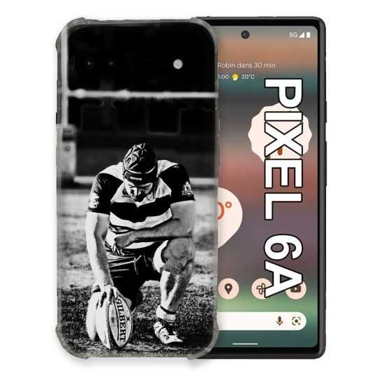 Coque Pour Google Pixel 6A Sport Rugby Noir Blanc