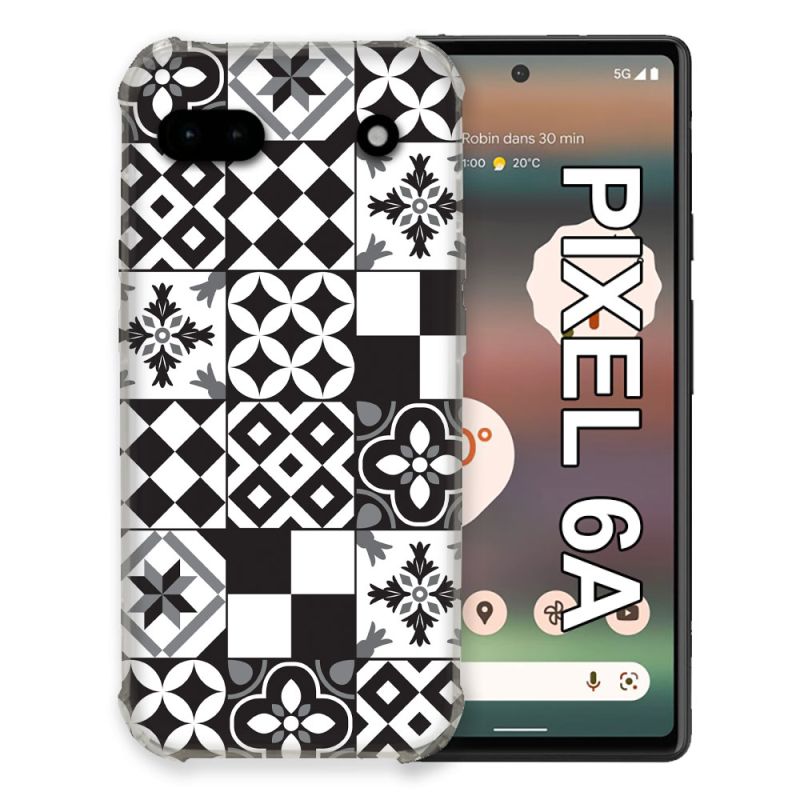 Coque Pour Google Pixel 6A Texture Carreau Ciment Noir