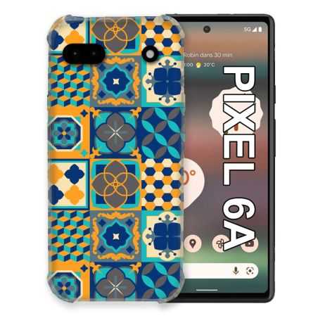 Coque Pour Google Pixel 6A Texture Carreau Ciment Orange