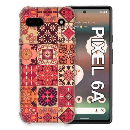Coque Pour Google Pixel 6A Texture Carreau Ciment Rouge