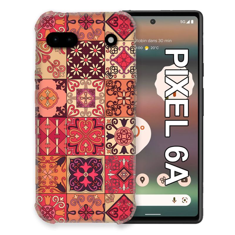Coque Pour Google Pixel 6A Texture Carreau Ciment Rouge