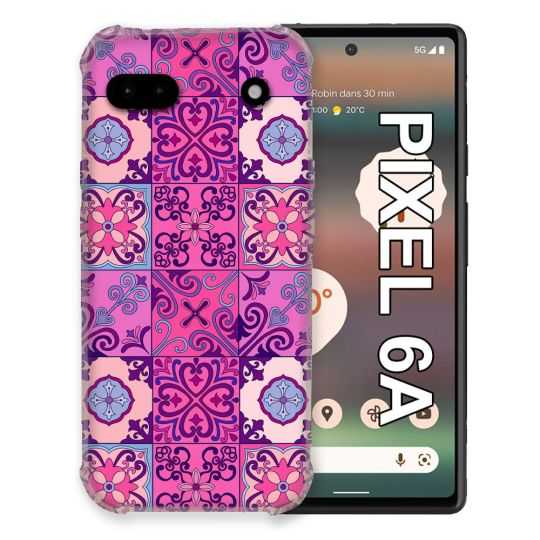 Coque Pour Google Pixel 6A Texture Carreau Ciment Violet