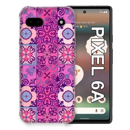 Coque Pour Google Pixel 6A Texture Carreau Ciment Violet