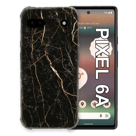 Coque Pour Google Pixel 6A Texture Marbre Noir