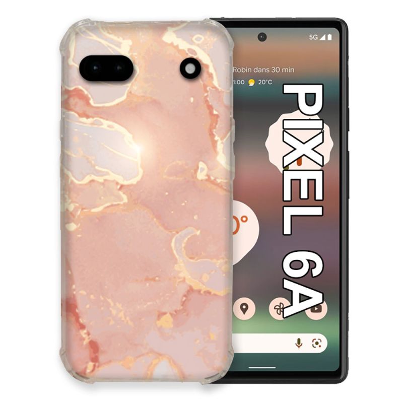Coque Pour Google Pixel 6A Texture Marbre Rose