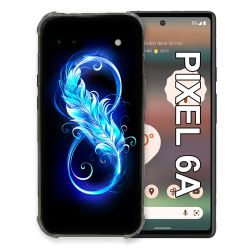 Coque Pour Google Pixel 6A Texture Plume Infini Bleu