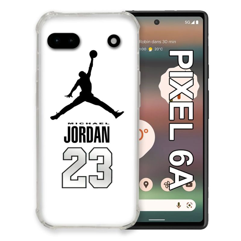 Coque Pour Google Pixel 6A Jordan 23 Blanc