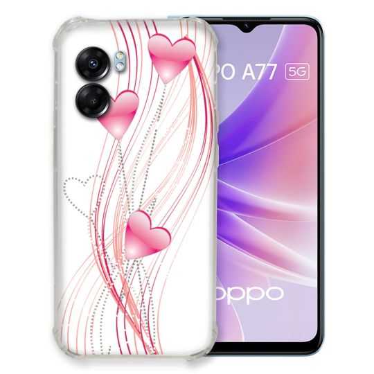 Coque Pour Oppo A77 5G Amour Coeur Rose Montant sur Blanc