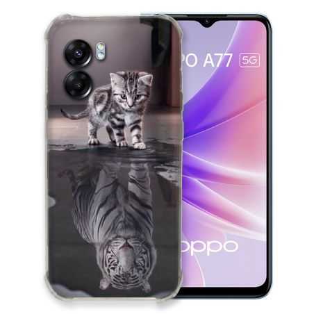 Coque Pour Oppo A77 5G Animal Chat Reflet