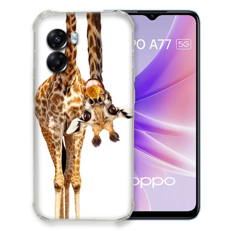 Coque Pour Oppo A77 5G Animal Girafe Blanche