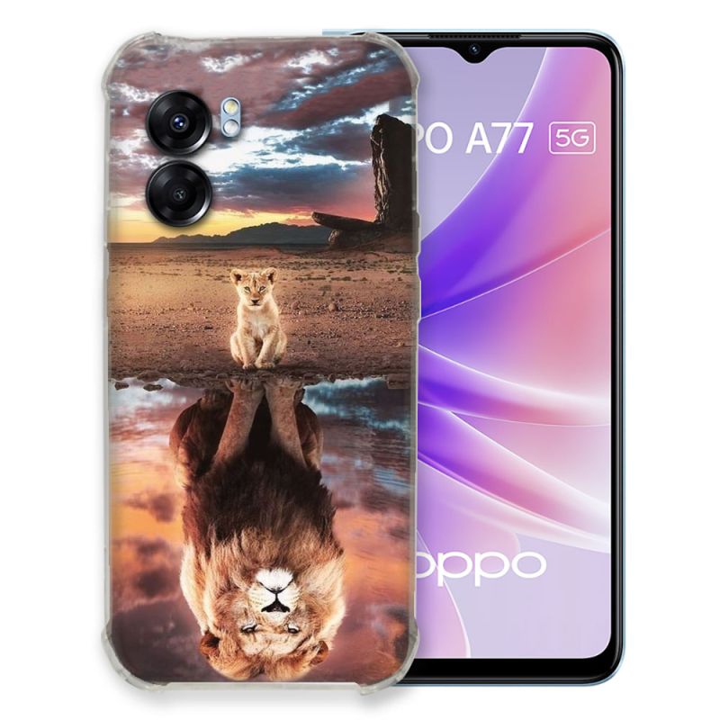 Coque Pour Oppo A77 5G Animal Lion Reflet
