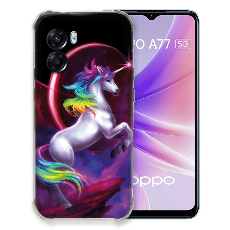 Coque Pour Oppo A77 5G Fantastique Licorne Arc en ciel