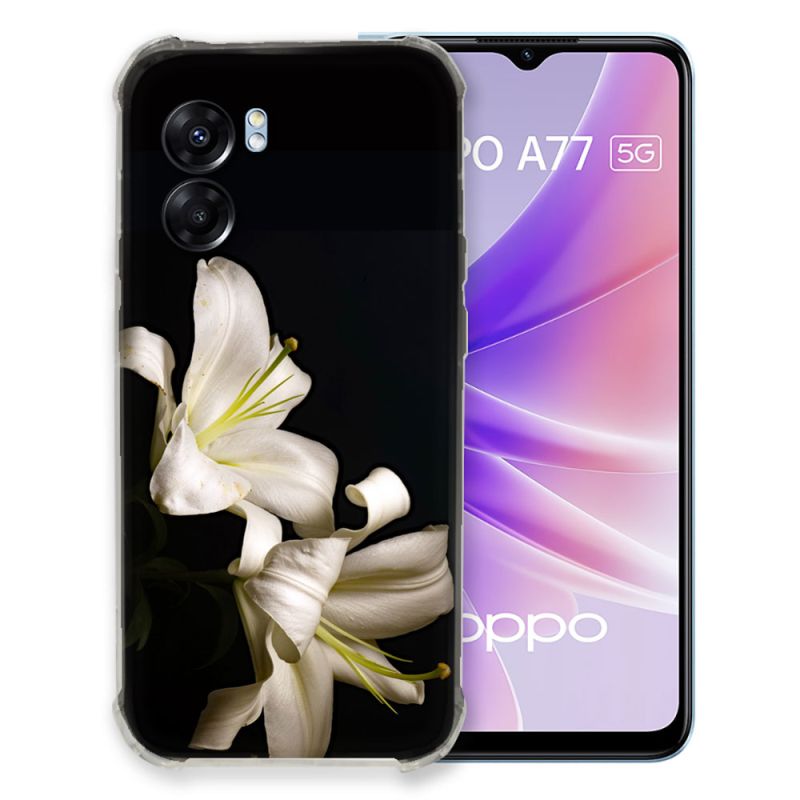 Coque Pour Oppo A77 5G Fleur Lys Noir