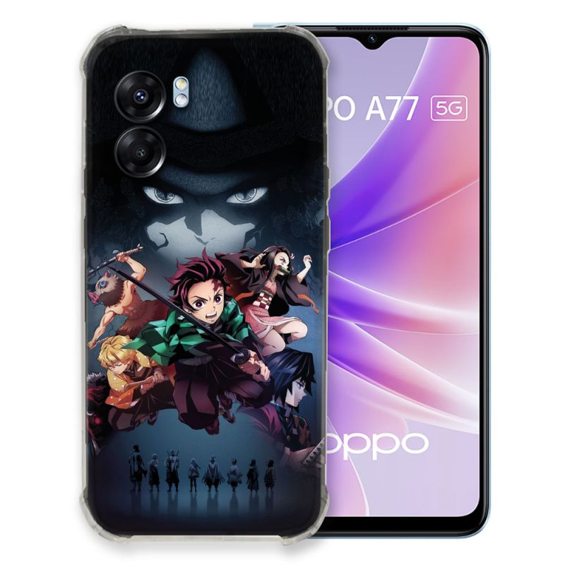 Coque Pour Oppo A77 5G Manga Demon Slayer Noir