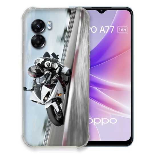 Coque Pour Oppo A77 5G Moto Course GP Blanche