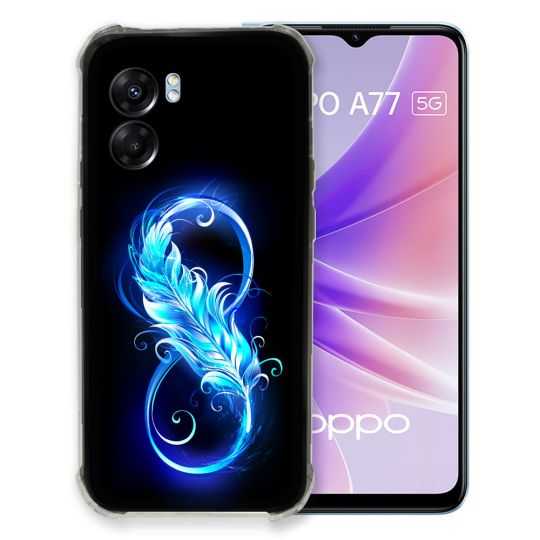 Coque Pour Oppo A77 5G Texture Plume Infini Bleu