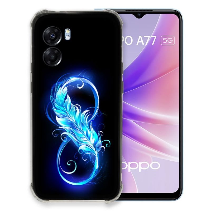 Coque Pour Oppo A77 5G Texture Plume Infini Bleu
