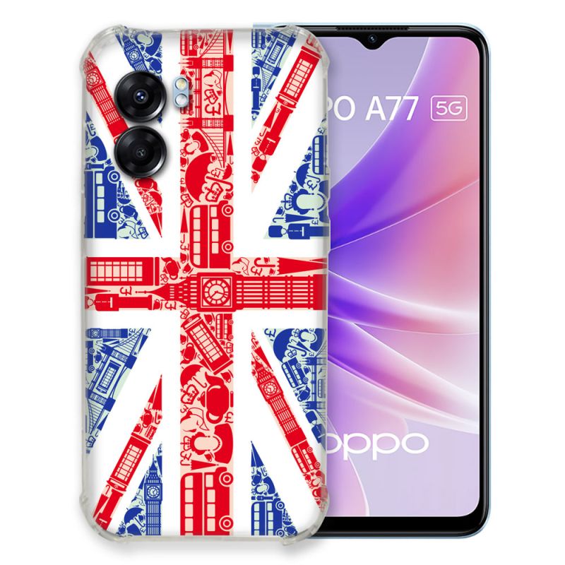 Coque Pour Oppo A77 5G Voyage Angleterre Blanc