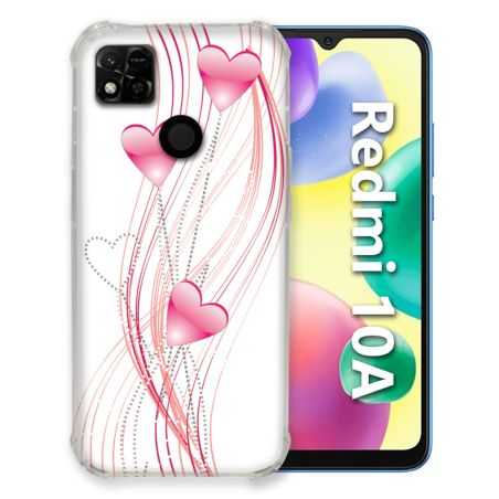 Coque Pour Xiaomi Redmi 10A Amour Coeur Rose Montant sur Blanc