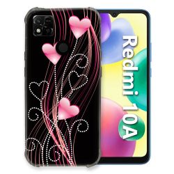 Coque Pour Xiaomi Redmi 10A Amour Coeur Rose Montant sur Noir