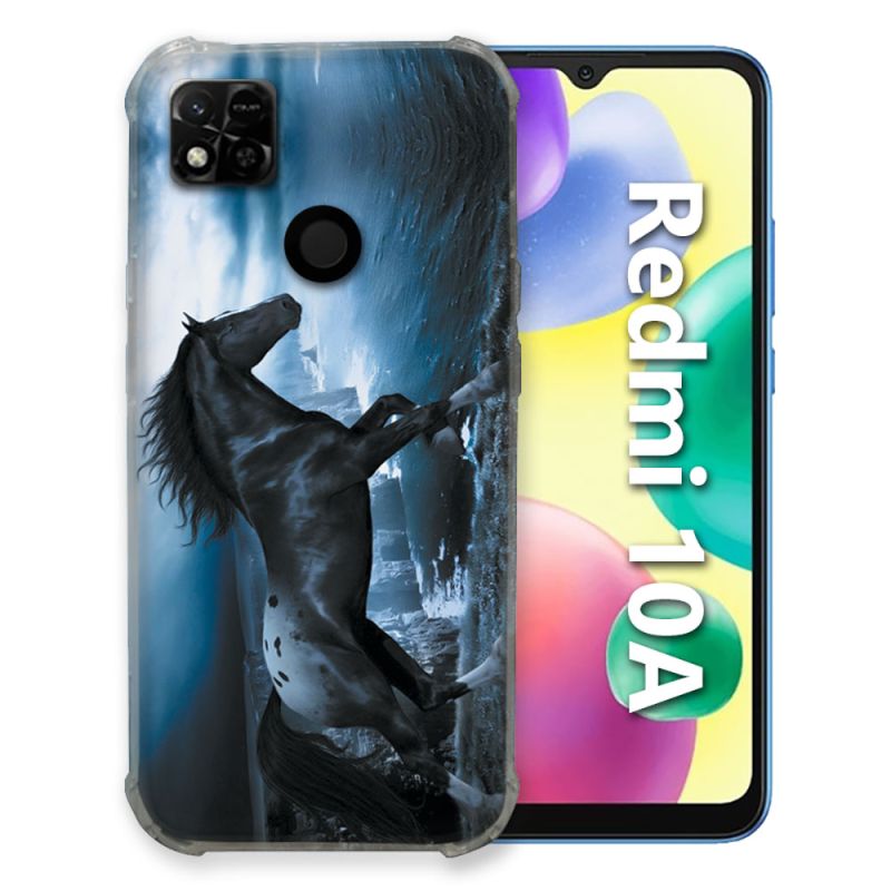 Coque Pour Xiaomi Redmi 10A Animal Cheval Noir