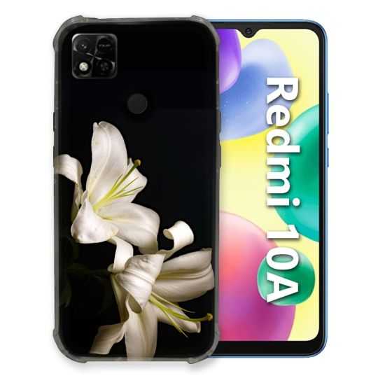 Coque Pour Xiaomi Redmi 10A Fleur Lys Noir