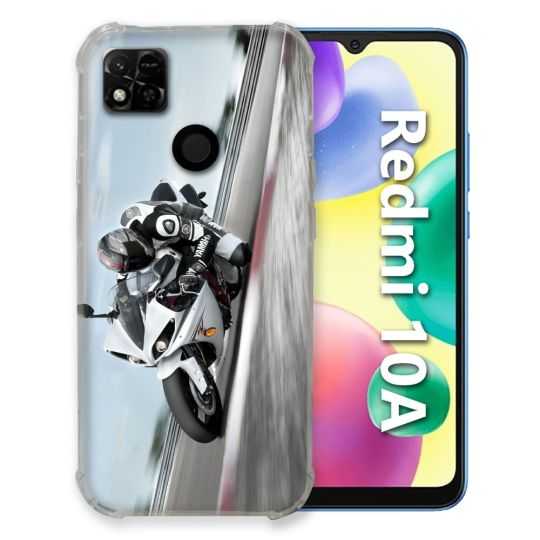 Coque Pour Xiaomi Redmi 10A Moto Course GP Blanche