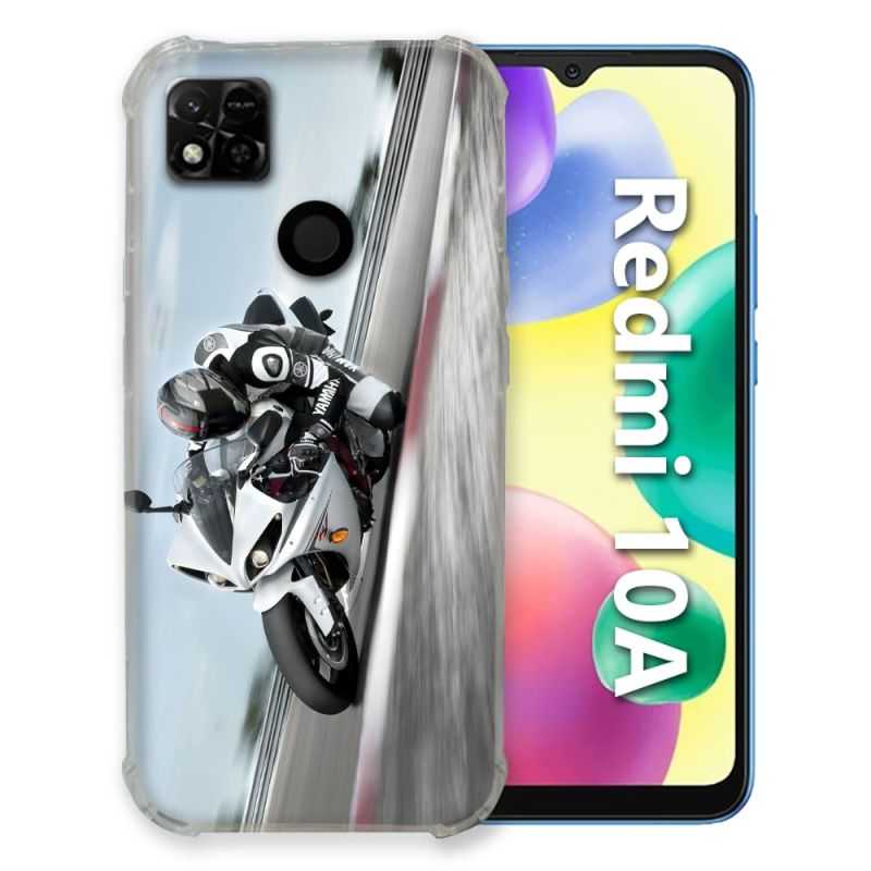 Coque Pour Xiaomi Redmi 10A Moto Course GP Blanche