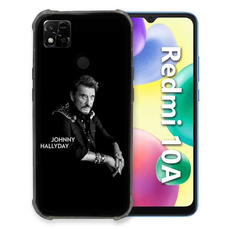 Coque Pour Xiaomi Redmi 10A Musique Johnny Hallyday Noir