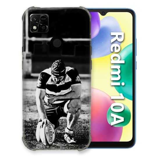 Coque Pour Xiaomi Redmi 10A Sport Rugby Noir Blanc