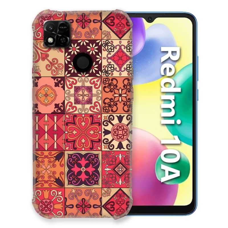 Coque Pour Xiaomi Redmi 10A Texture Carreau Ciment Rouge