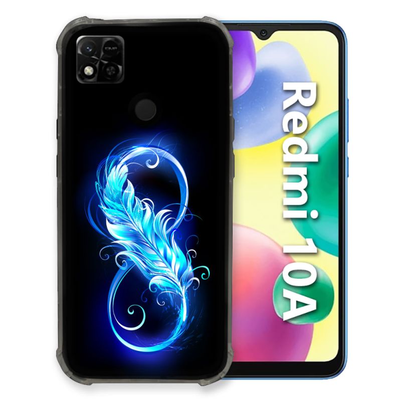 Coque Pour Xiaomi Redmi 10A Texture Plume Infini Bleu