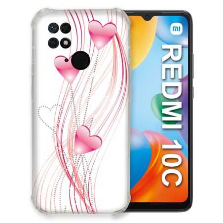 Coque Pour Xiaomi Redmi 10C Amour Coeur Rose Montant sur Blanc