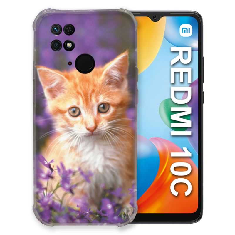 Coque Pour Xiaomi Redmi 10C Animal Chat Violet