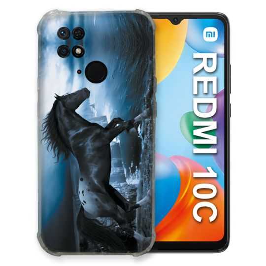 Coque Pour Xiaomi Redmi 10C Animal Cheval Noir