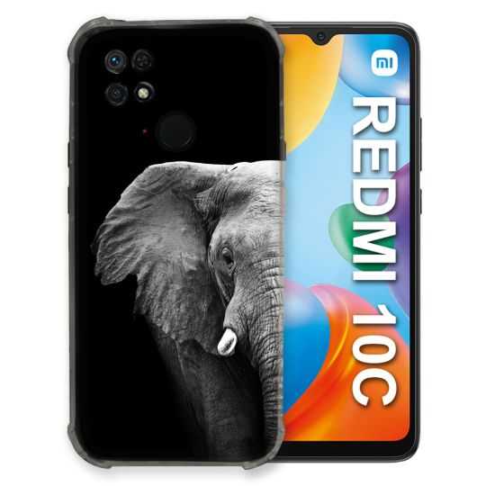 Coque Pour Xiaomi Redmi 10C Animal Elephant Noir