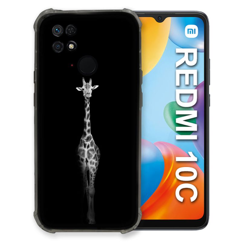Coque Pour Xiaomi Redmi 10C Animal Girafe Noire