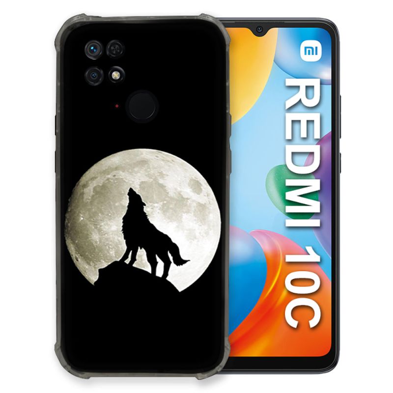 Coque Pour Xiaomi Redmi 10C Animal Loup Noir