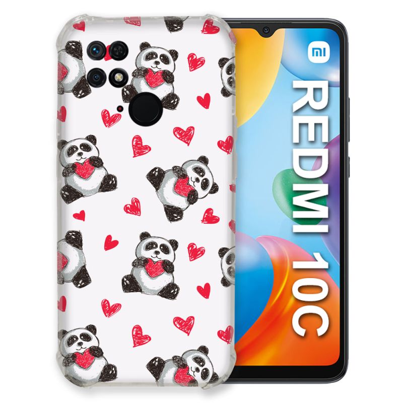 Coque Pour Xiaomi Redmi 10C Animal Panda Cœur