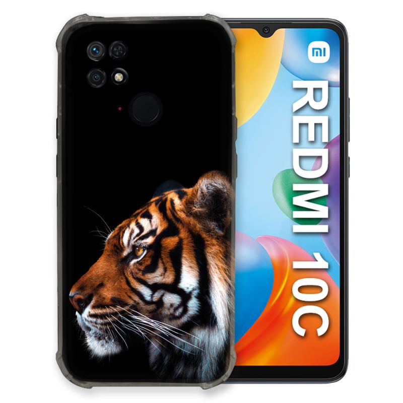 Coque Pour Xiaomi Redmi 10C Animal Tigre Noir
