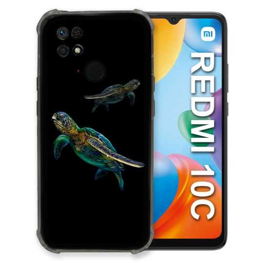 Coque Pour Xiaomi Redmi 10C Animal Tortue Noire multicolore