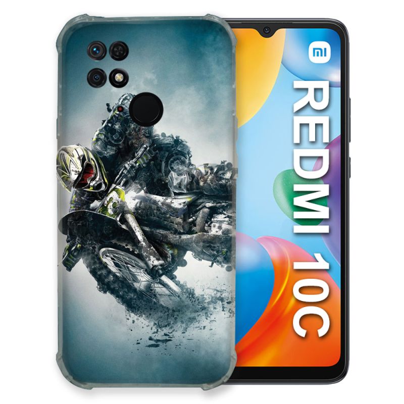 Coque Pour Xiaomi Redmi 10C Moto Cross Ombre