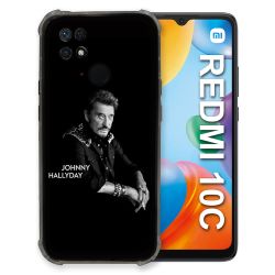 Coque Pour Xiaomi Redmi 10C Musique Johnny Hallyday Noir