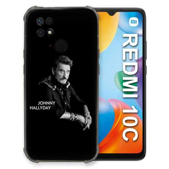 Coque Pour Xiaomi Redmi 10C Musique Johnny Hallyday Noir