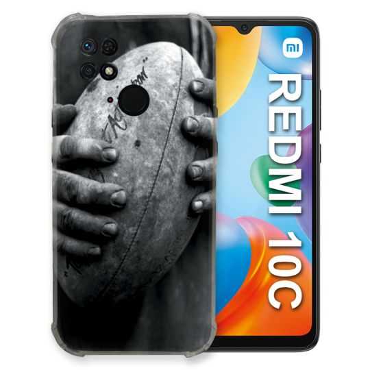 Coque Pour Xiaomi Redmi 10C Sport Rugby Ballon Vintage
