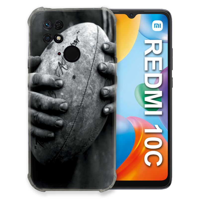 Coque Pour Xiaomi Redmi 10C Sport Rugby Ballon Vintage