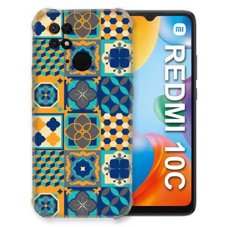 Coque Pour Xiaomi Redmi 10C Texture Carreau Ciment Orange