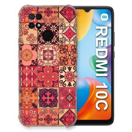Coque Pour Xiaomi Redmi 10C Texture Carreau Ciment Rouge